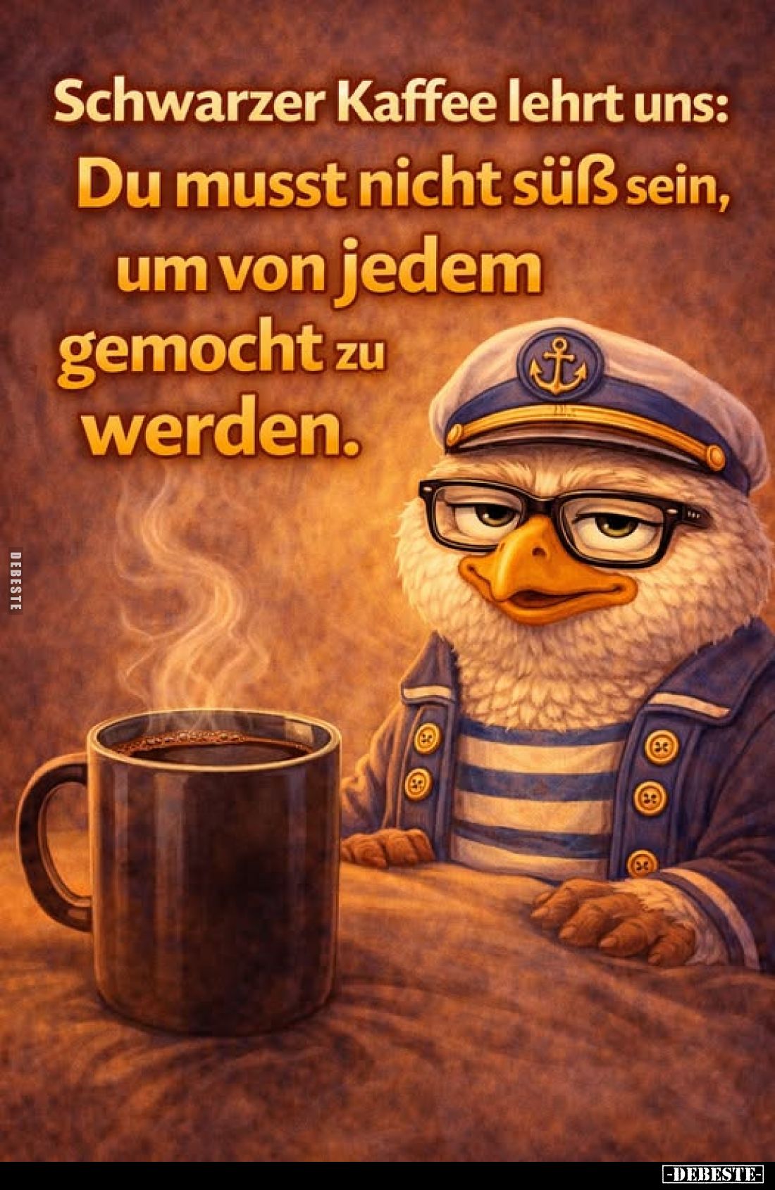 Schwarzer Kaffee lehrt uns:
Du musst nicht süß sein, um von jedem gemocht zu werden.