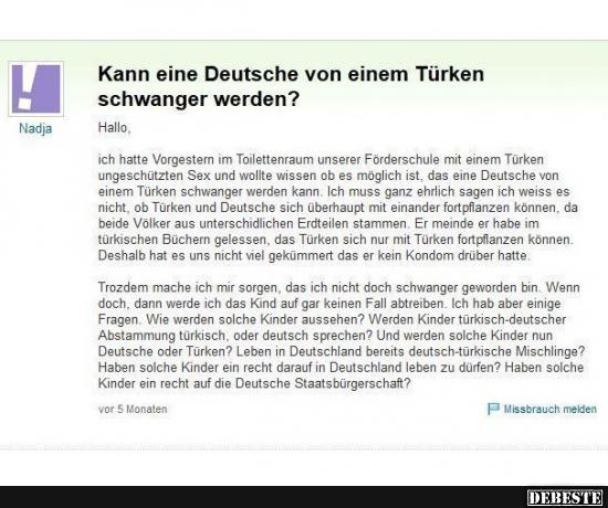Kann eine Deutsche von einem Türken schwanger werden? - Lustige Bilder | DEBESTE.de