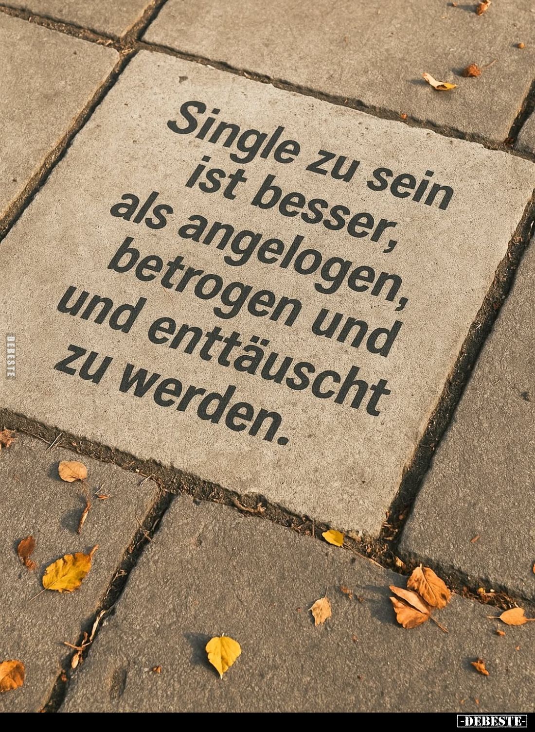 Single zu sein ist besser, als angelogen, betrogen und und enttäuscht zu werden.