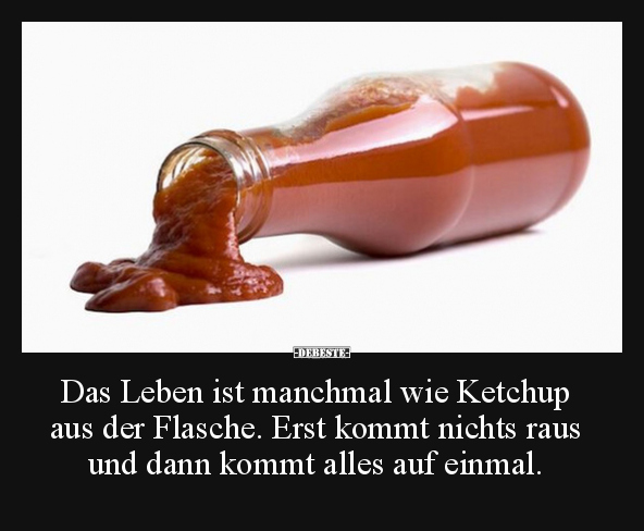 Das Leben ist manchmal wie Ketchup aus der Flasche. Erst.. - Lustige Bilder | DEBESTE.de