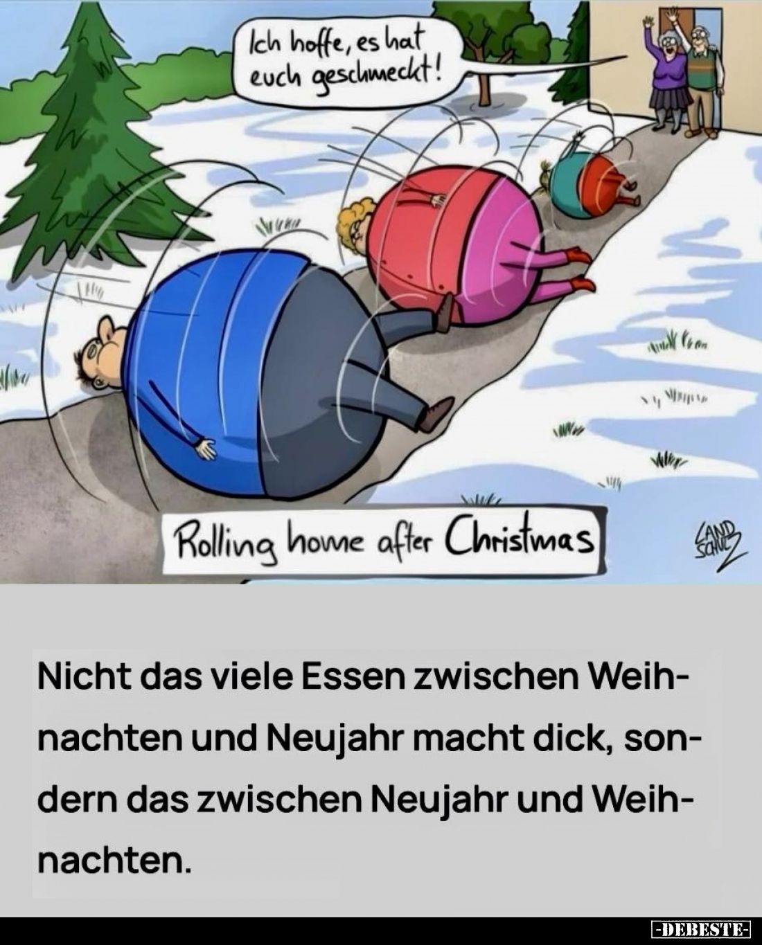 Nicht das viele Essen zwischen Weihnachten und Neujahr macht dick, sondern das zwischen Neujahr und Weihnachten. - Rolling ho...