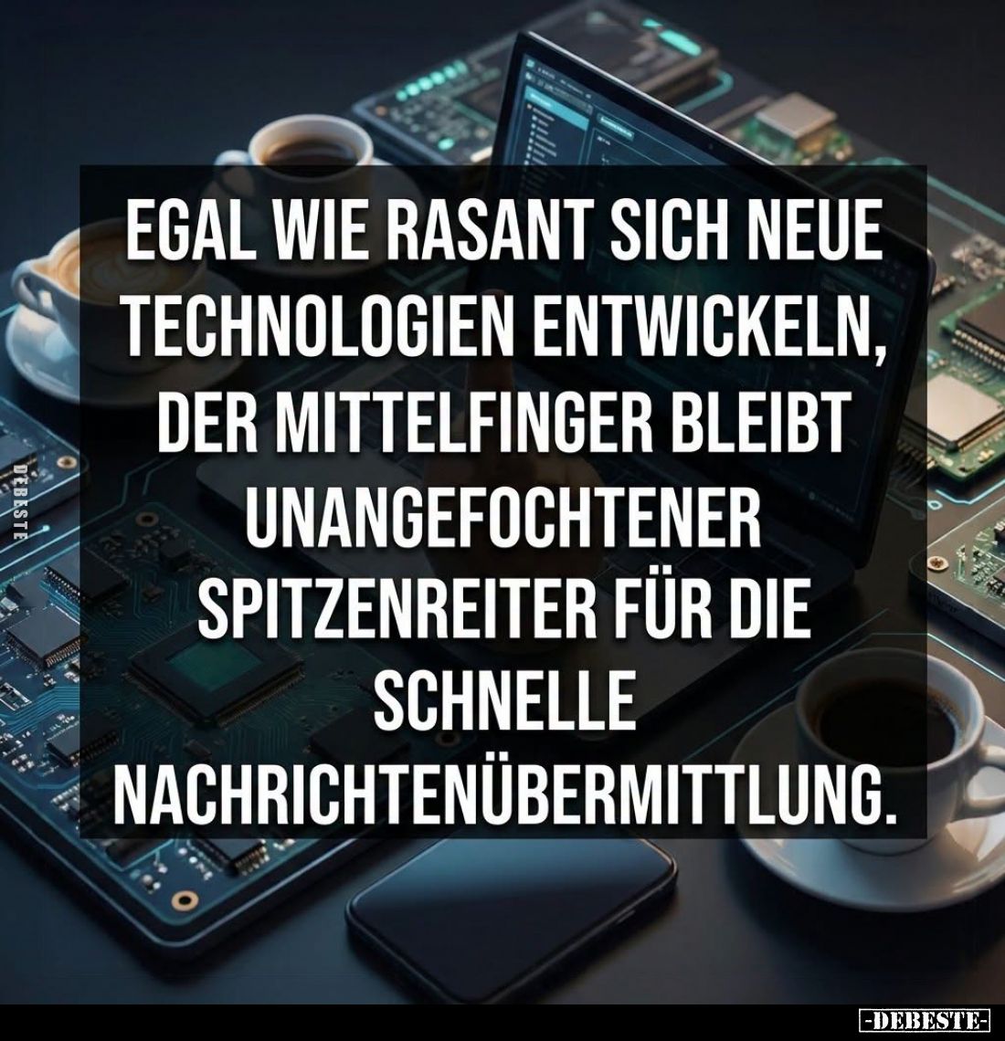 Egal wie rasant sich neue Technologien entwickeln,
der Mittelfinger bleibt unangefochtener Spitzenreiter für die schnelle Na...