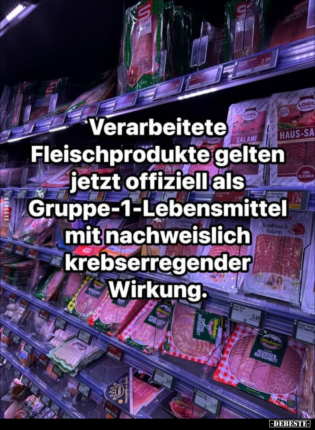 Verarbeitete SALAMI Fleischprodukte gelten jetzt offiziell als Gruppe-1-Lebensmittel mit nachweislich krebserregender Wirkung...