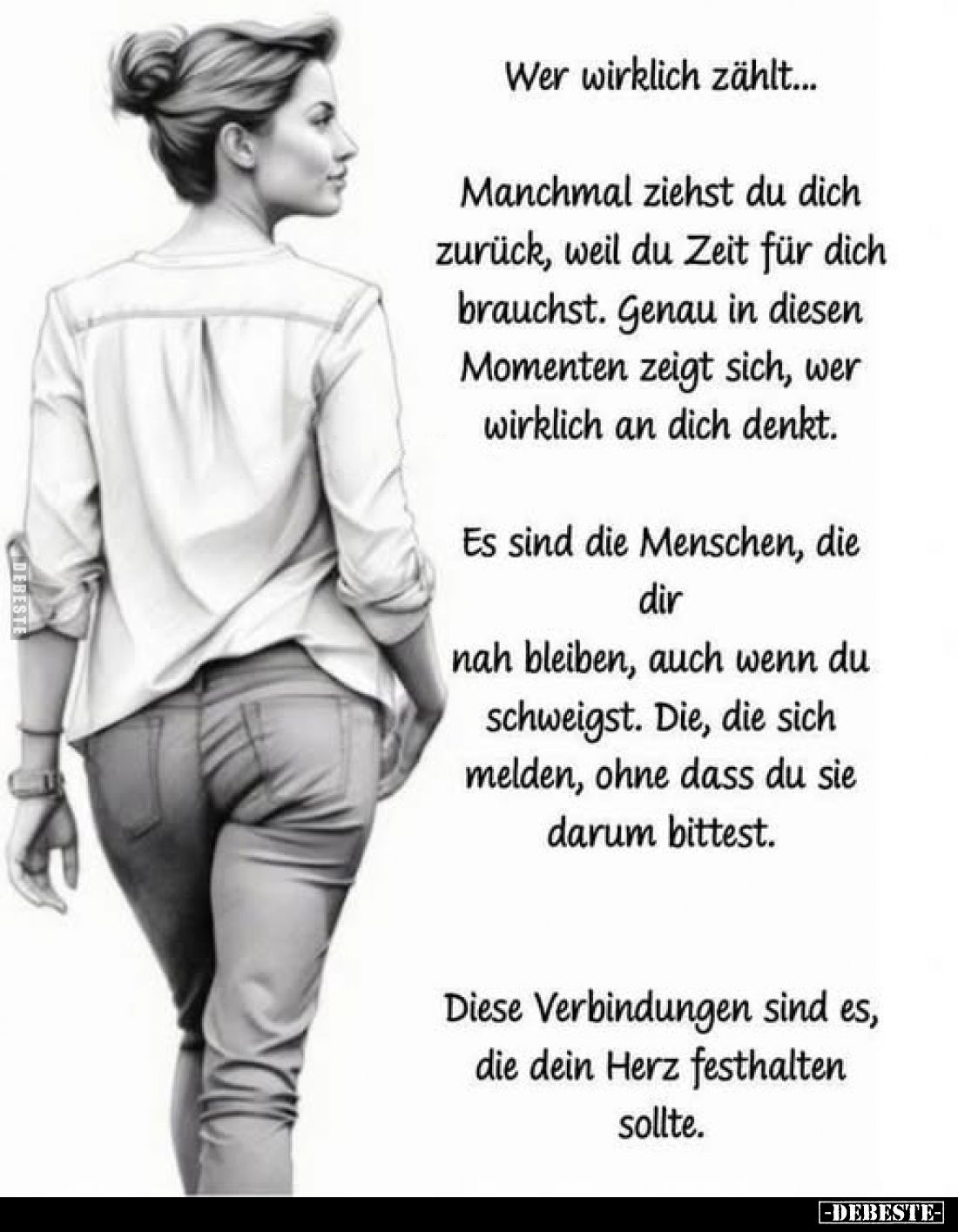 Wer wirklich zählt...
Manchmal ziehst du dich zurück, weil du Zeit für dich brauchst. Genau in diesen Momenten zeigt sich, w...