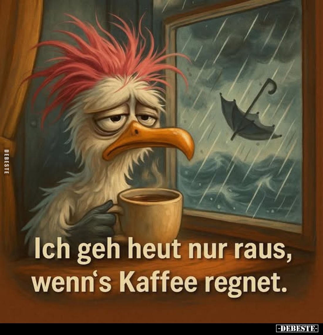 Ich geh heut nur raus, wenn's Kaffee regnet.
