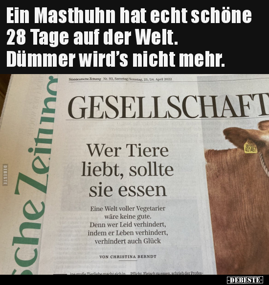 Ein Masthuhn hat echt schöne 28 Tage auf der Welt... - Lustige Bilder | DEBESTE.de