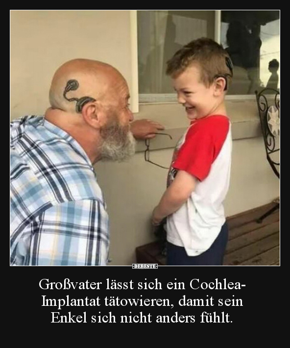 Großvater lässt sich ein Cochlea-Implantat tätowieren.. - Lustige Bilder | DEBESTE.de