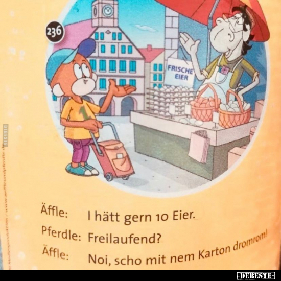 Äffle: I hätt gern 10 Eier...