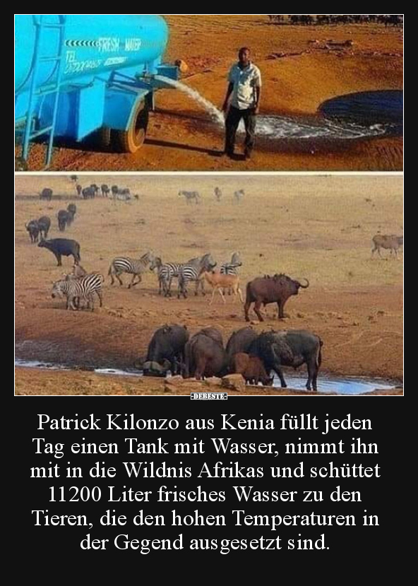 Patrick Kilonzo aus Kenia füllt jeden Tag einen Tank mit.. - Lustige Bilder | DEBESTE.de