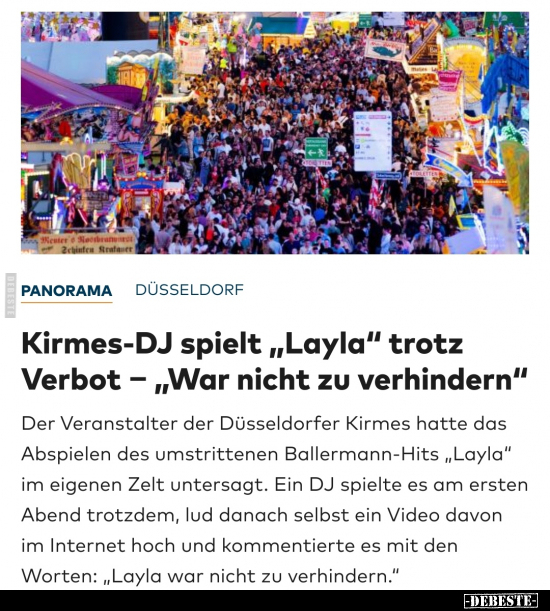 Kirmes-DJ spielt "Layla" trotz Verbot - "War nicht zu.." - Lustige Bilder | DEBESTE.de
