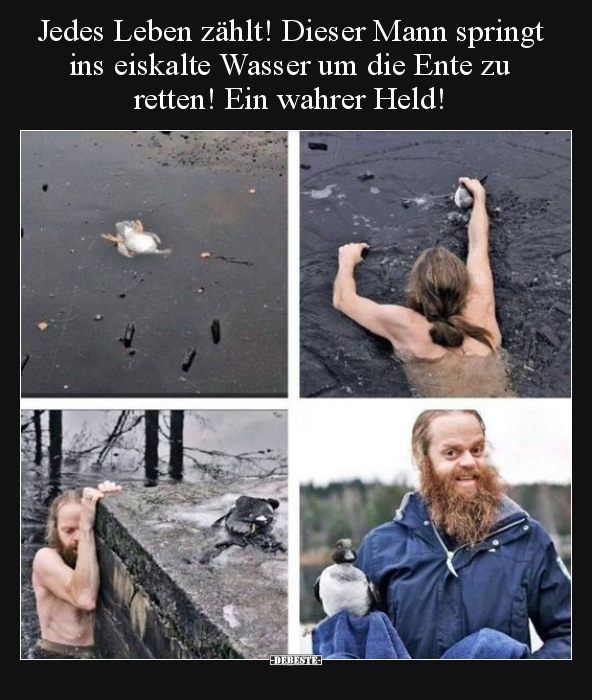 Jedes Leben zählt! Dieser Mann springt ins eiskalte Wasser.. - Lustige Bilder | DEBESTE.de