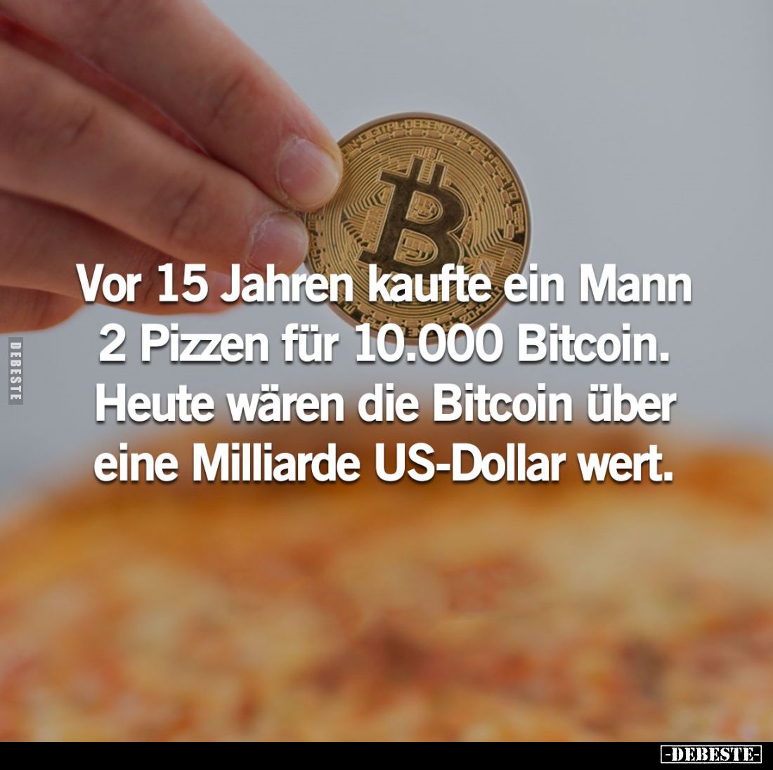 Vor 15 Jahren kaufte ein Mann 2 Pizzen für 10.000 Bitcoin. Heute wären die Bitcoin über eine Milliarde US-Dollar wert.