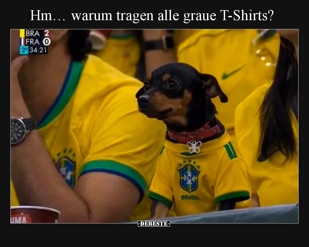 Hm… warum tragen alle graue T-Shirts?