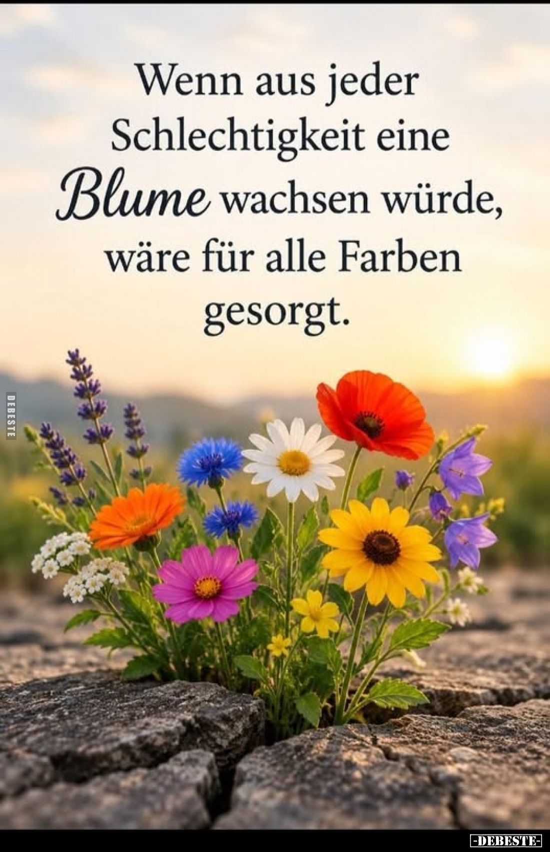 Wenn aus jeder Schlechtigkeit eine Blume wachsen würde, wäre für alle Farben gesorgt.