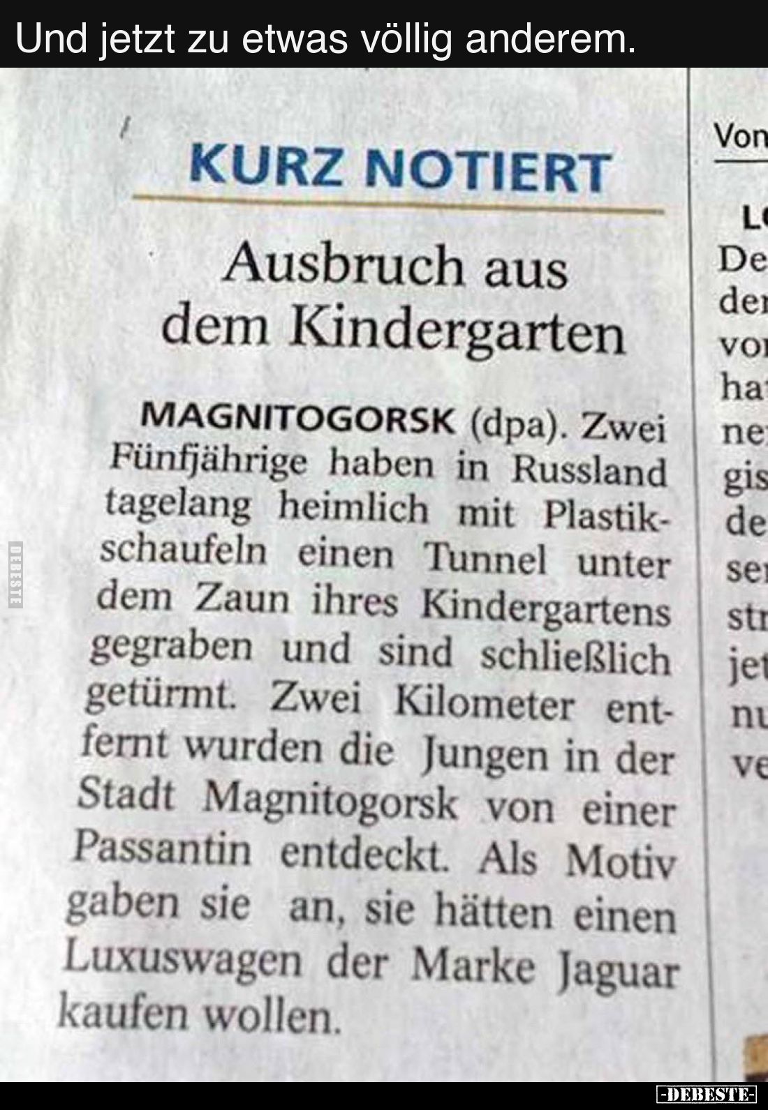 Und jetzt zu etwas völlig anderem.