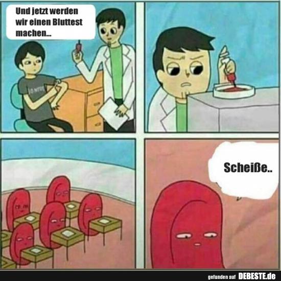 Und jetzt werden wir einen Bluttest machen..