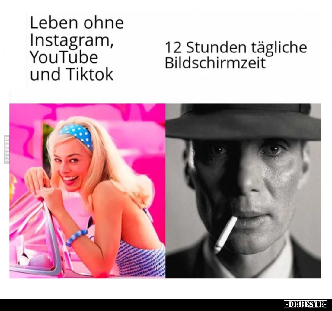 Leben ohne Instagram, YouTube und Tiktok. -
12 Stunden tägliche Bildschirmzeit.