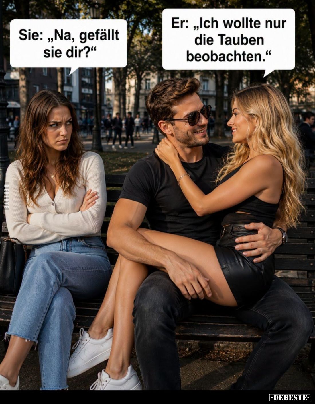 "Na, gefällt sie dir?"
- "Ich wollte nur die Tauben beobachten."