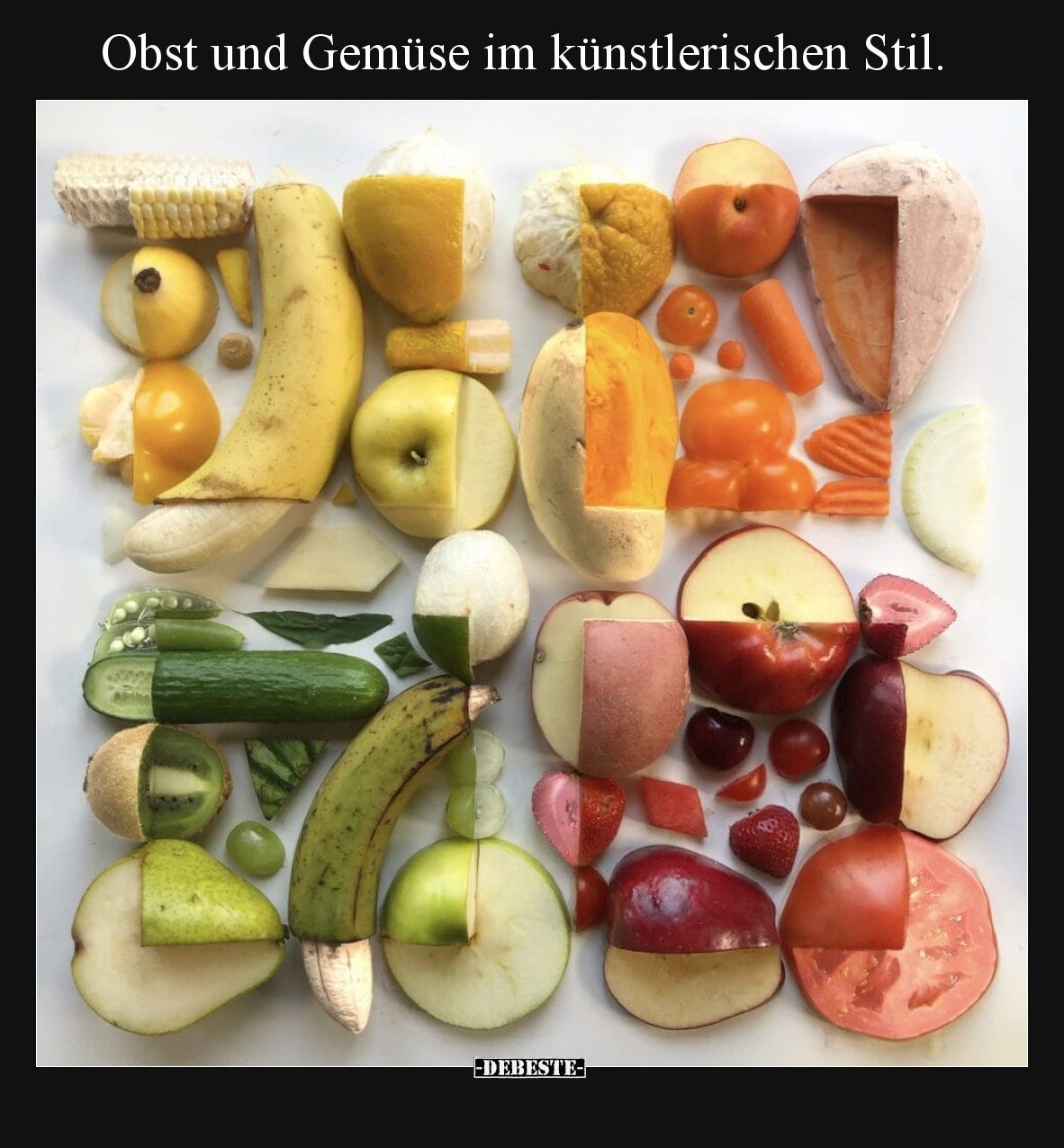 Obst und Gemüse im künstlerischen Stil.