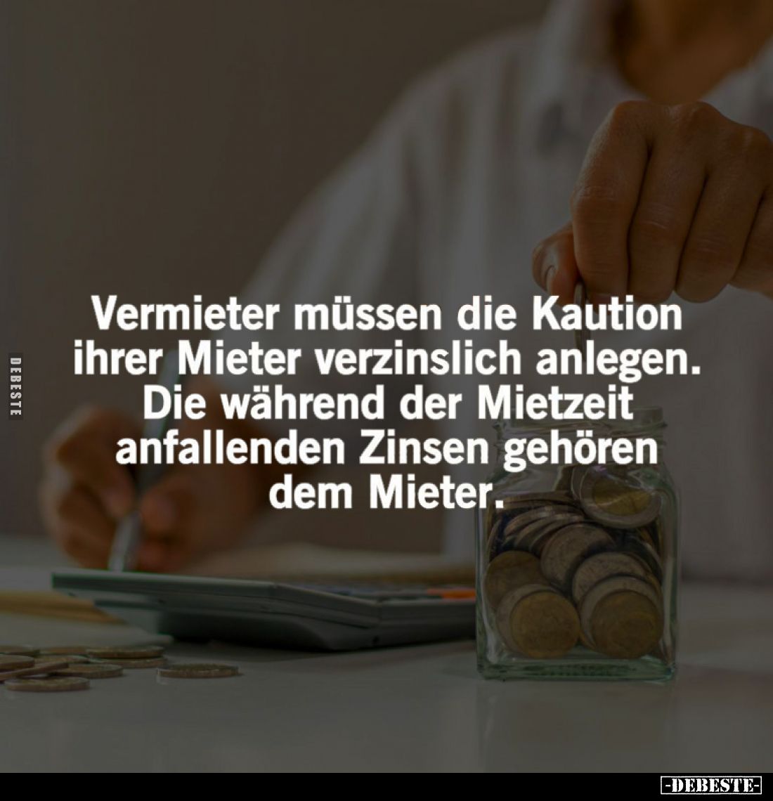 Vermieter müssen die Kaution ihrer Mieter verzinslich anlegen.
Die während der Mietzeit anfallenden Zinsen gehören dem Miete...