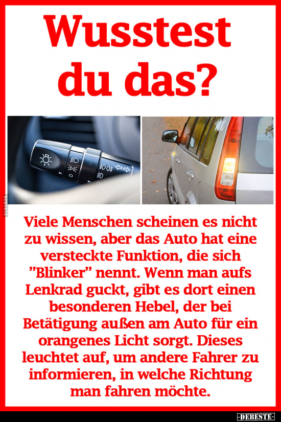 Viele Menschen scheinen es nicht zu wissen, aber das Auto.. - Lustige Bilder | DEBESTE.de