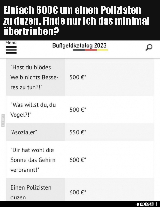 Einfach 600€ um einen Polizisten zu duzen.. - Lustige Bilder | DEBESTE.de