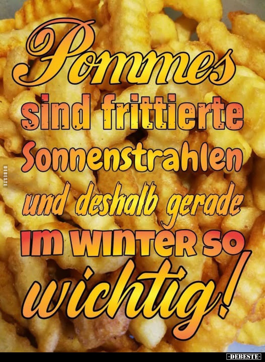 Pommes sind frittierte Sonnenstrahlen und deshalb gerade im Winter so wichtig!