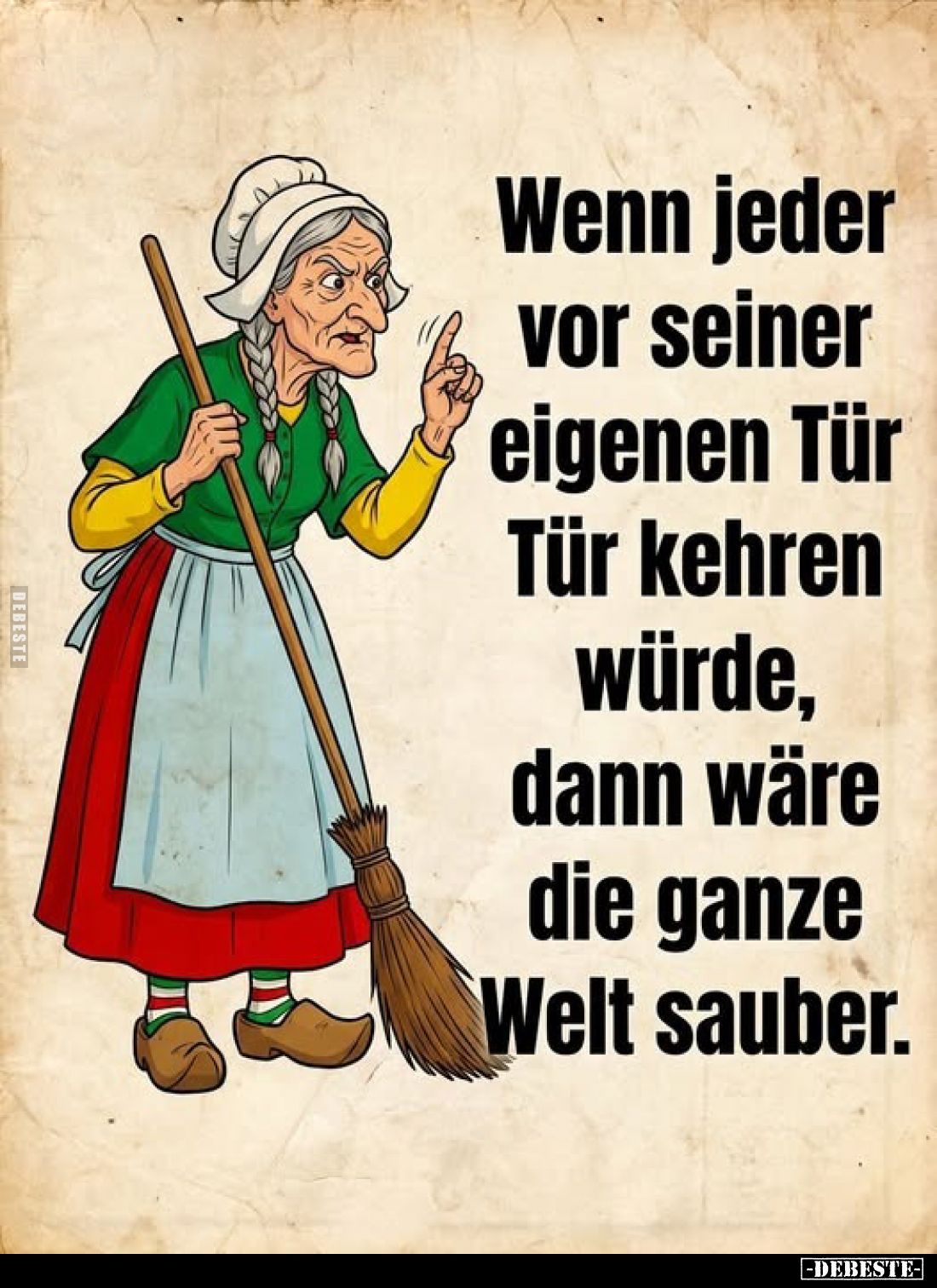Wenn jeder vor seiner eigenen Tür Tür kehren würde, dann wäre die ganze Welt sauber.