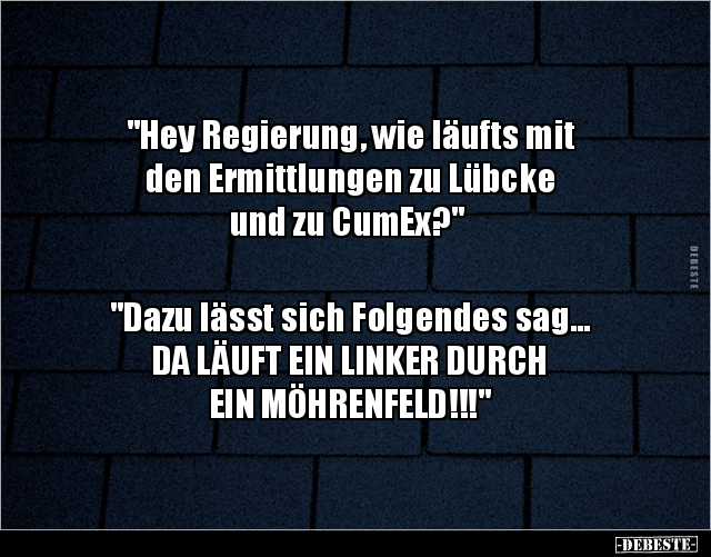 "Hey Regierung, wie läufts mit den Ermittlungen zu Lübcke.." - Lustige Bilder | DEBESTE.de
