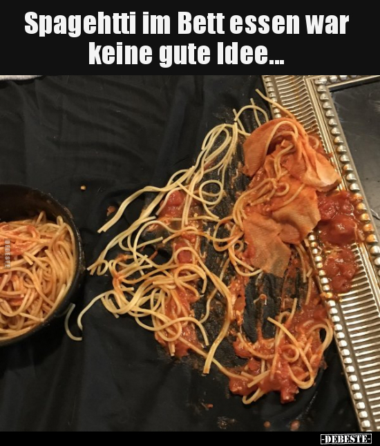 Spagehtti im Bett essen war keine gute Idee... - Lustige Bilder | DEBESTE.de