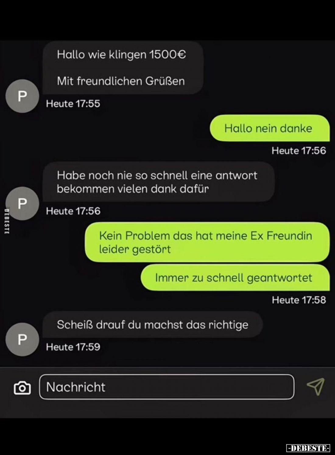 Hallo wie klingen 1500€
Mit freundlichen Grüßen
-
Hallo nein danke
-
Habe noch nie so schnell eine antwort bekommen viel...