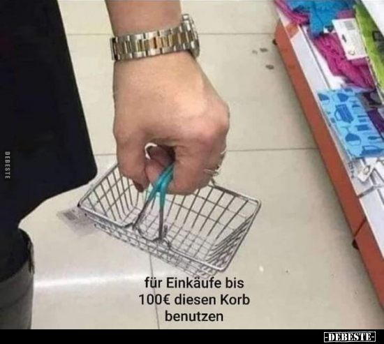 Für Einkäufe bis 100€ diesen Korb benutzen