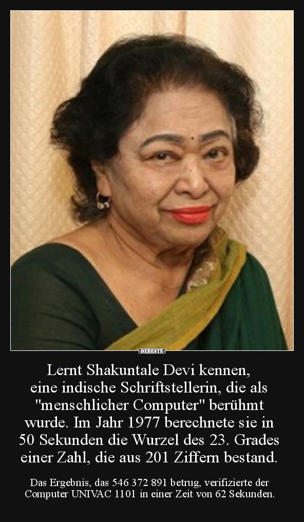 Lernt Shakuntale Devi kennen, eine indische.. - Lustige Bilder | DEBESTE.de