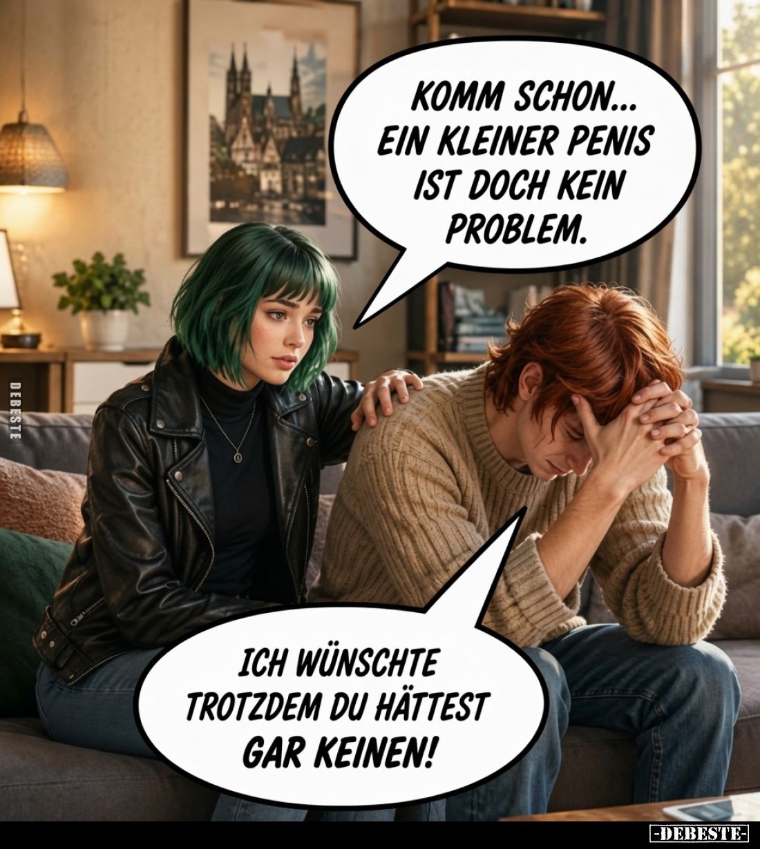 Komm schon... ein kleiner Penis ist doch kein Problem.
Ich wünschte trotzdem du hättest gar keinen!