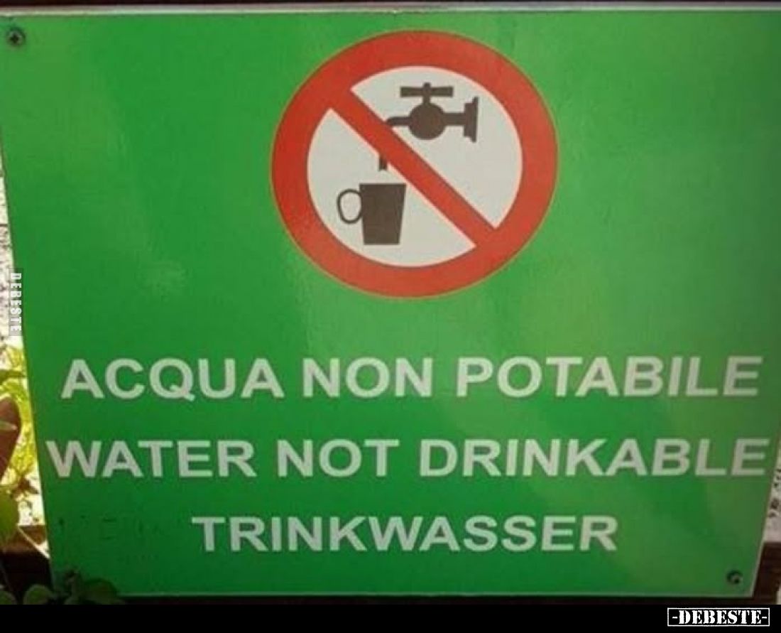 Water not drinkable vs Trinkwasser.
