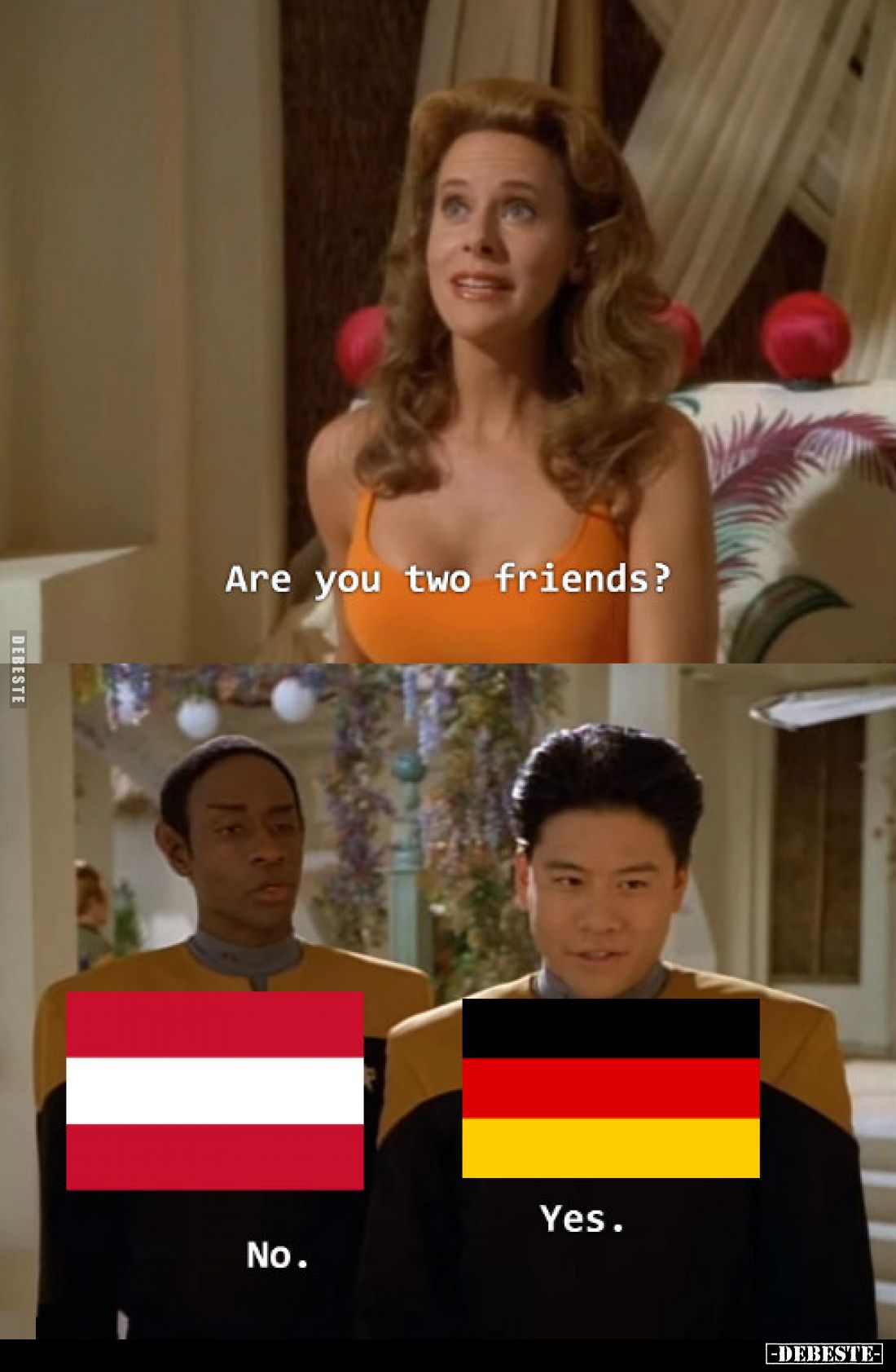 Are you two friends? f Yes. No.