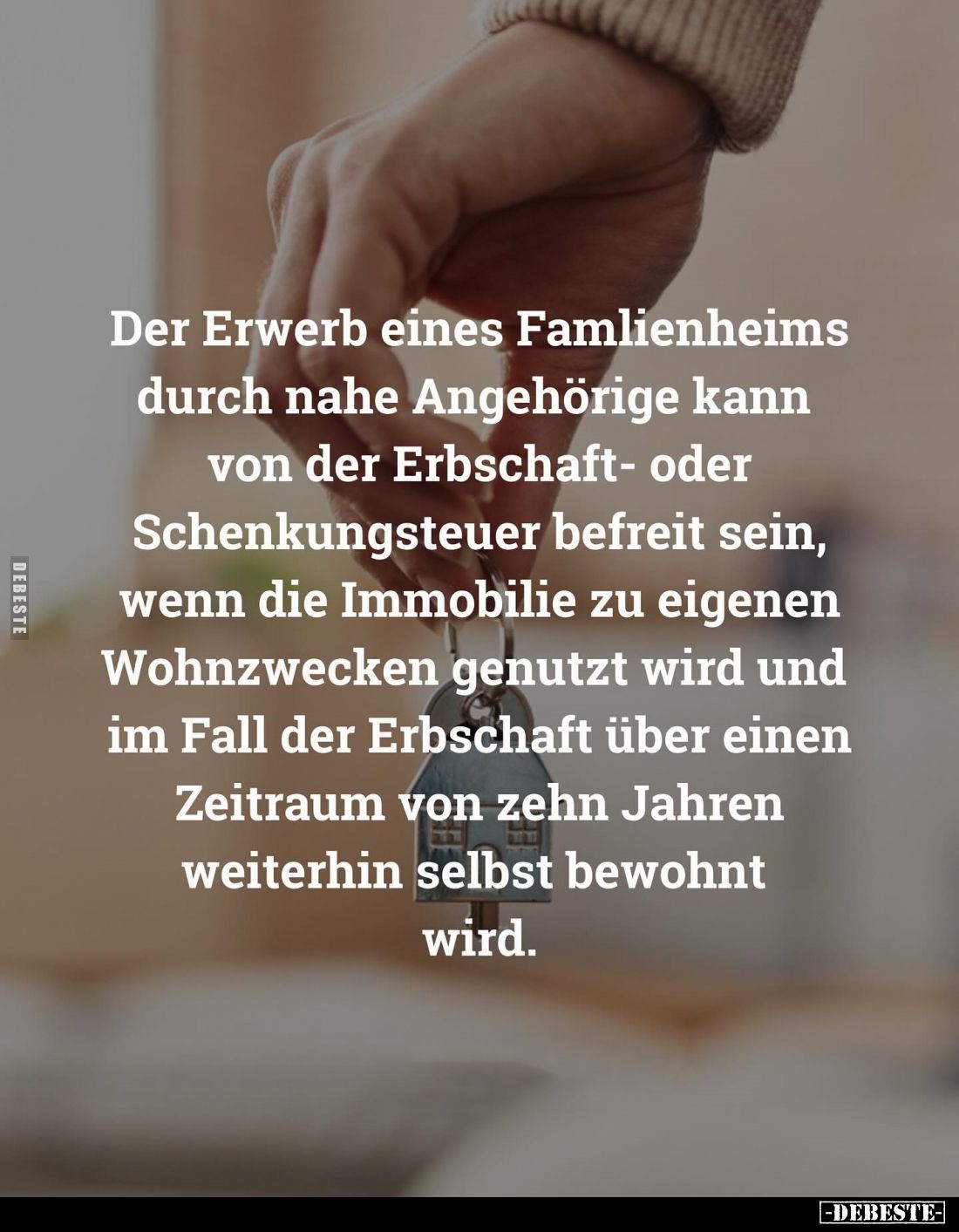 Der Erwerb eines Famlienheims durch nahe Angehörige kann von der Erbschaft- oder Schenkungsteuer befreit sein, wenn die Immob...