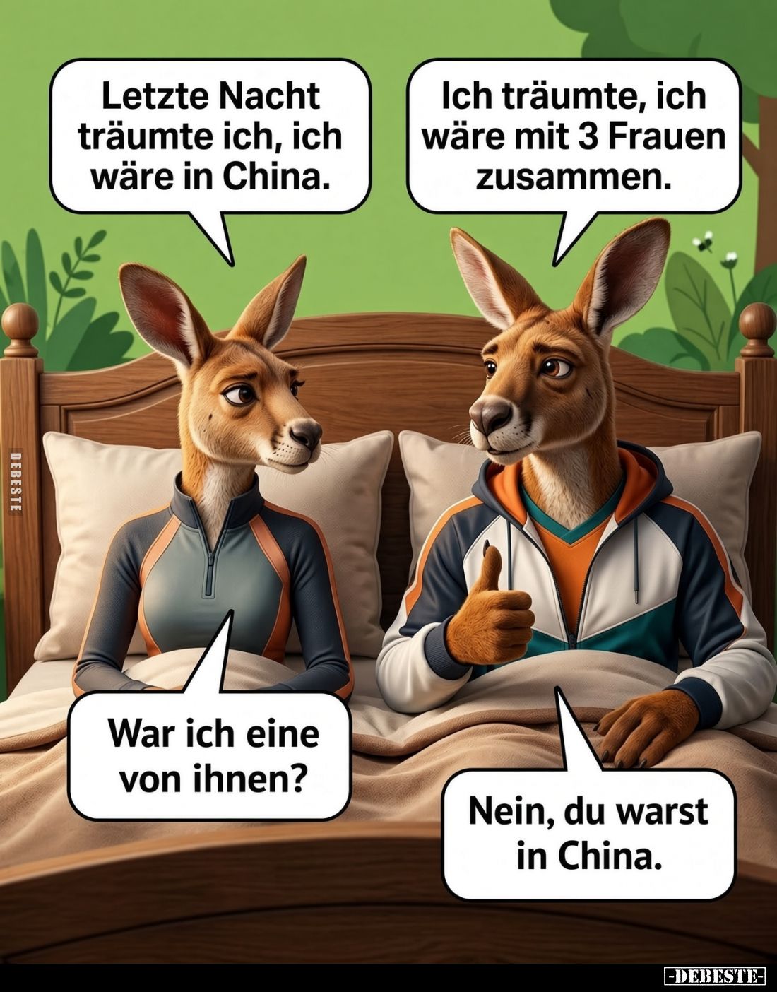 Letzte Nacht träumte ich, ich wäre in China. -
Ich träumte, ich wäre mit 3 Frauen zusammen. -
War ich eine von ihnen?
-
N...