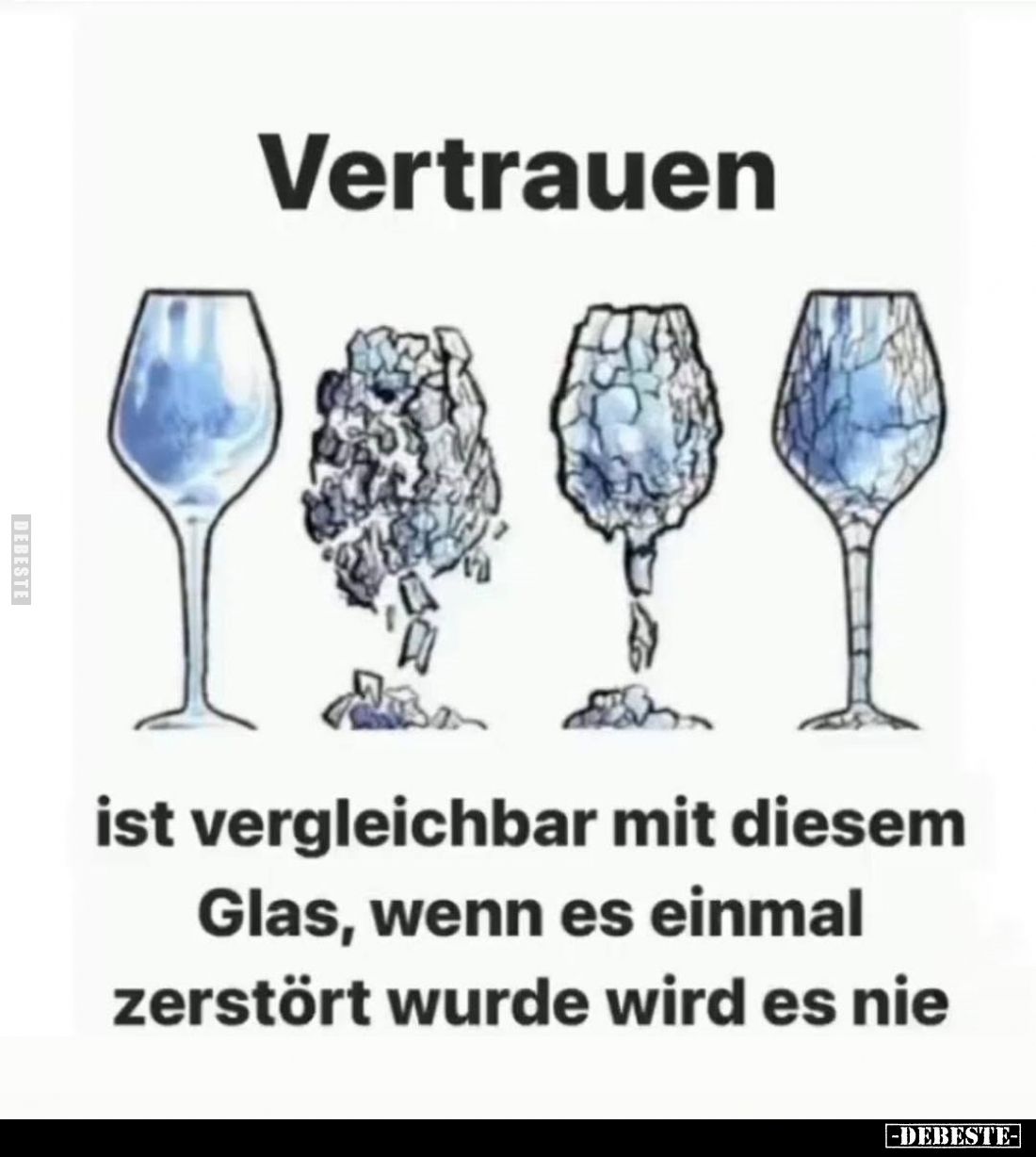 Vertrauen
ist vergleichbar mit diesem Glas, wenn es einmal zerstört wurde wird es nie.