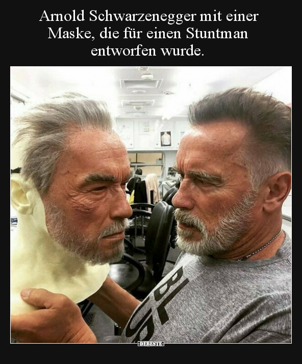 Arnold Schwarzenegger mit einer Maske, die für einen.. - Lustige Bilder | DEBESTE.de