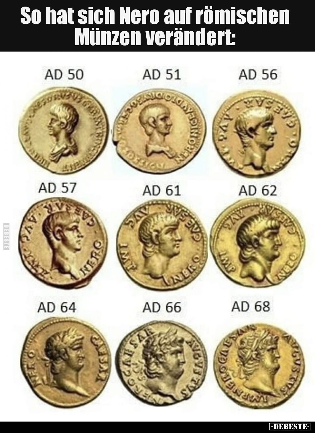 So hat sich Nero auf römischen Münzen verändert: