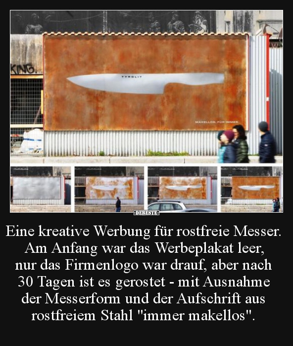 Eine kreative Werbung für rostfreie Messer.. - Lustige Bilder | DEBESTE.de