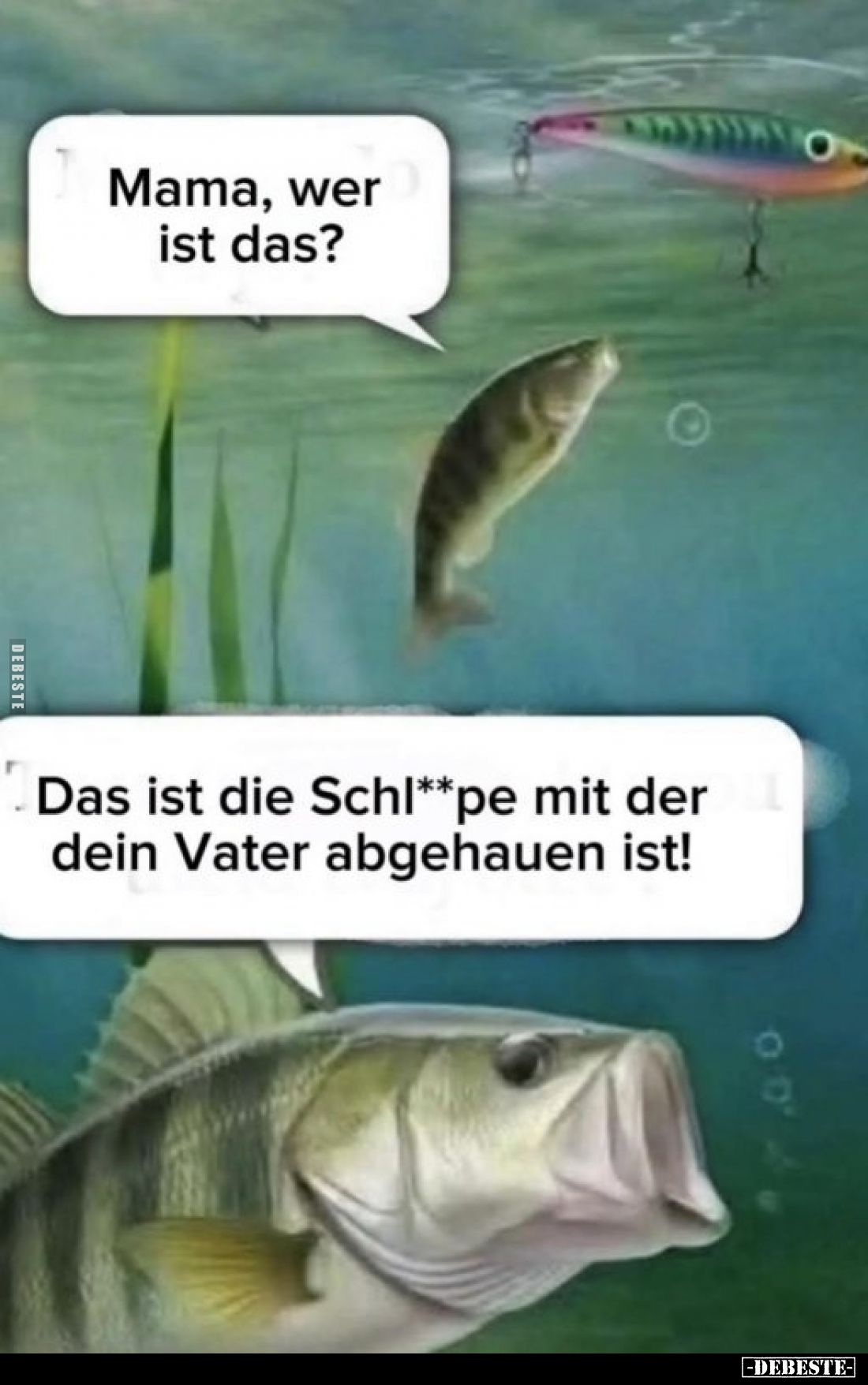 Mama, wer ist das?
Das ist die Schl**pe mit der dein Vater abgehauen ist!