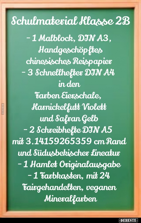 Schulmaterial Klasse 2B..