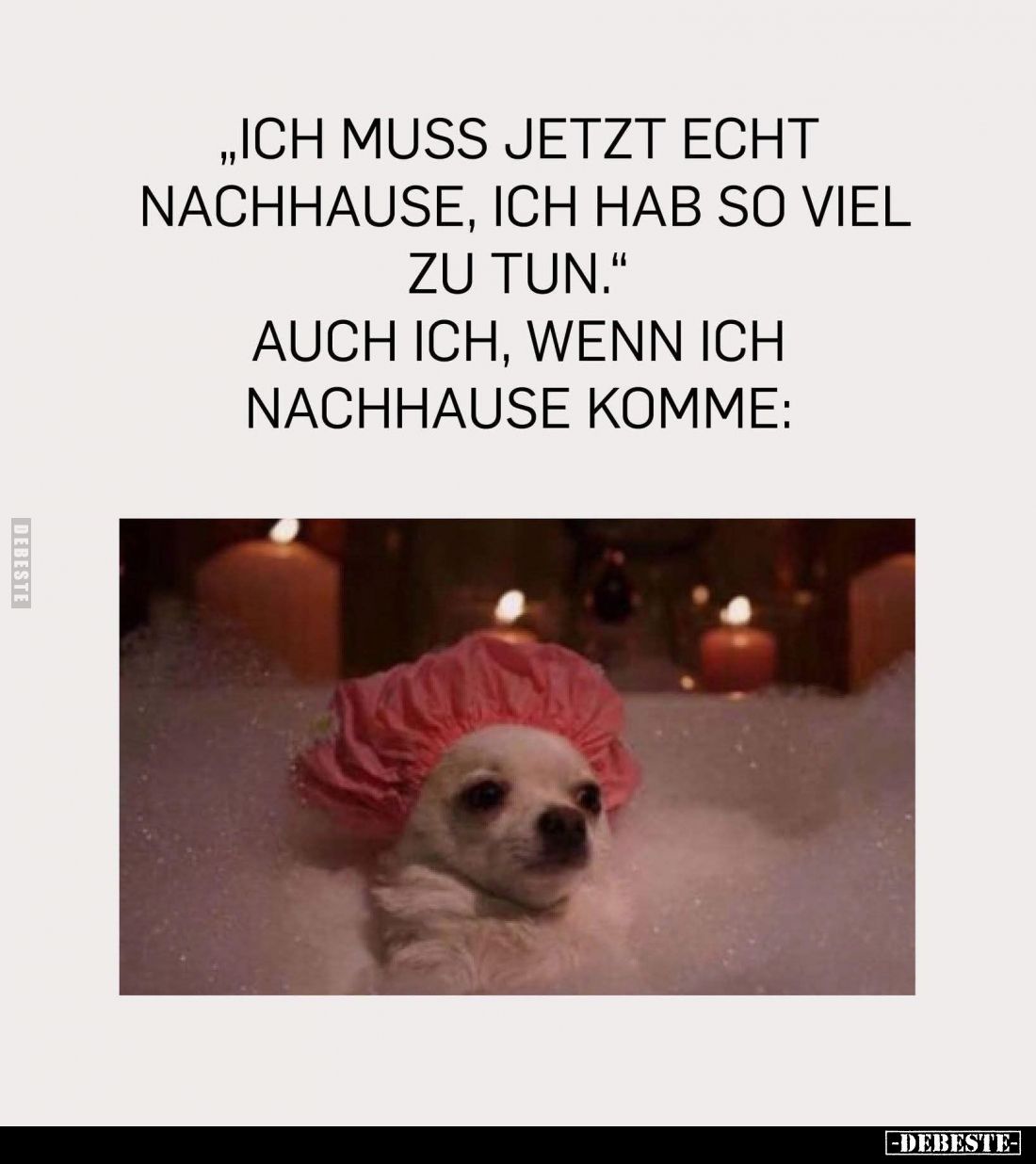 "Ich muss jetzt echt nachhause, ich hab so viel zu tun." -
Auch ich, wenn ich nachhause komme: