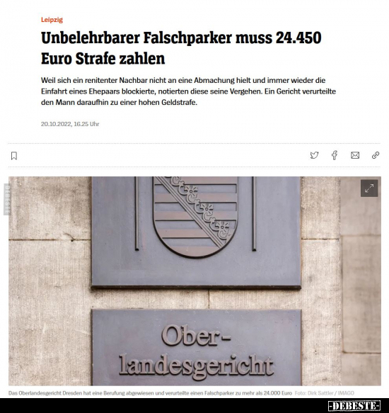 Leipzig Unbelehrbarer Falschparker muss 24.450 Euro Strafe.. - Lustige Bilder | DEBESTE.de