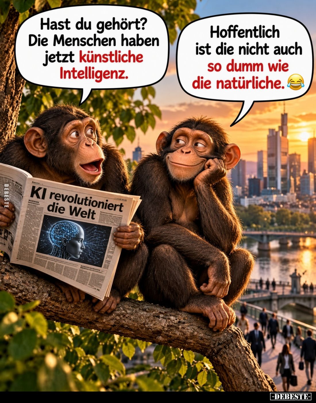 Hast du gehört?
Die Menschen haben jetzt künstliche Intelligenz.
Hoffentlich ist die nicht auch so dumm wie die natürliche.
