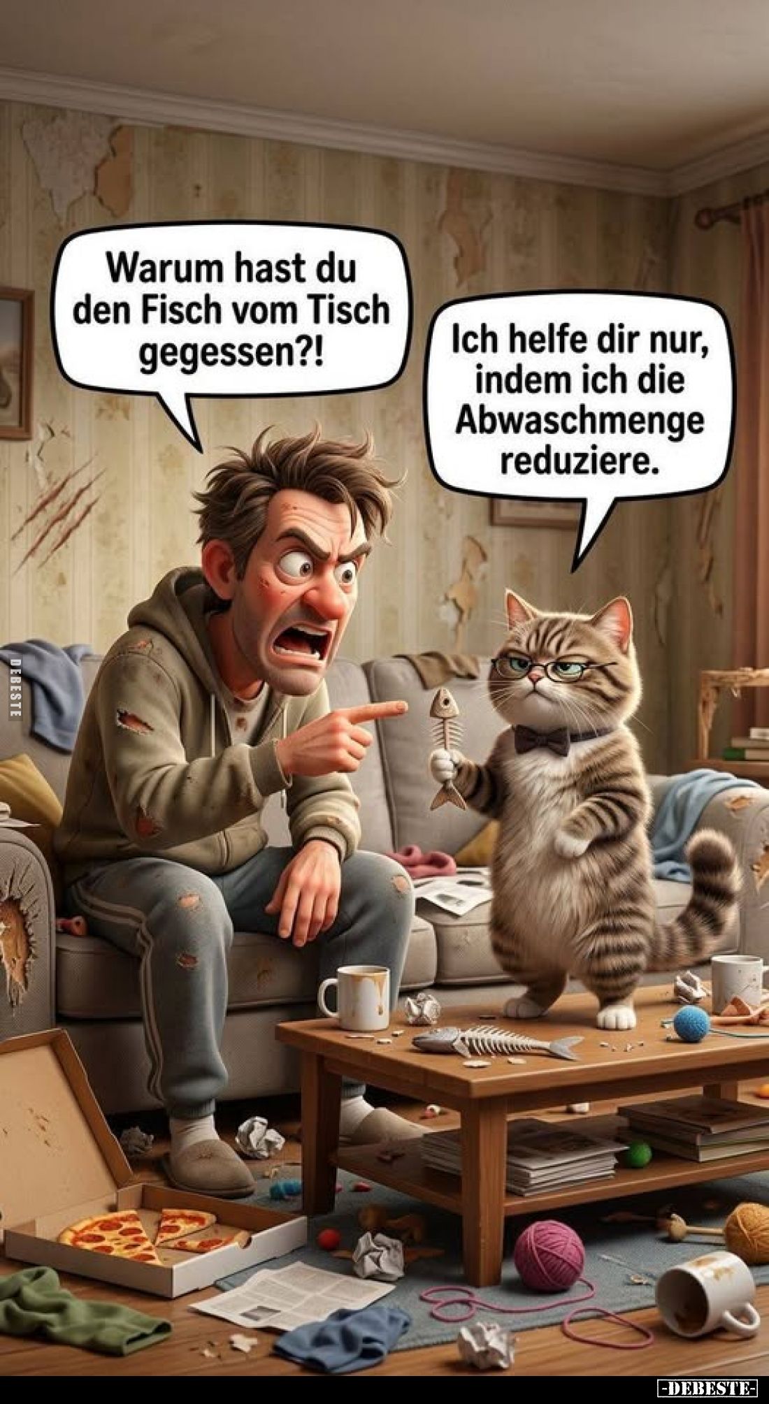 Warum hast du den Fisch vom Tisch gegessen?!.. - Lustige Bilder | DEBESTE.de