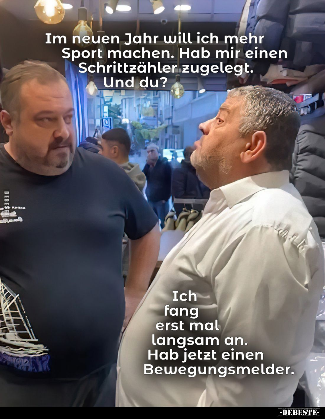 Im neuen Jahr will ich mehr Sport machen. Hab mir einen Schrittzähler zugelegt. Und du? -
Ich fang erst mal langsam an. Hab ...