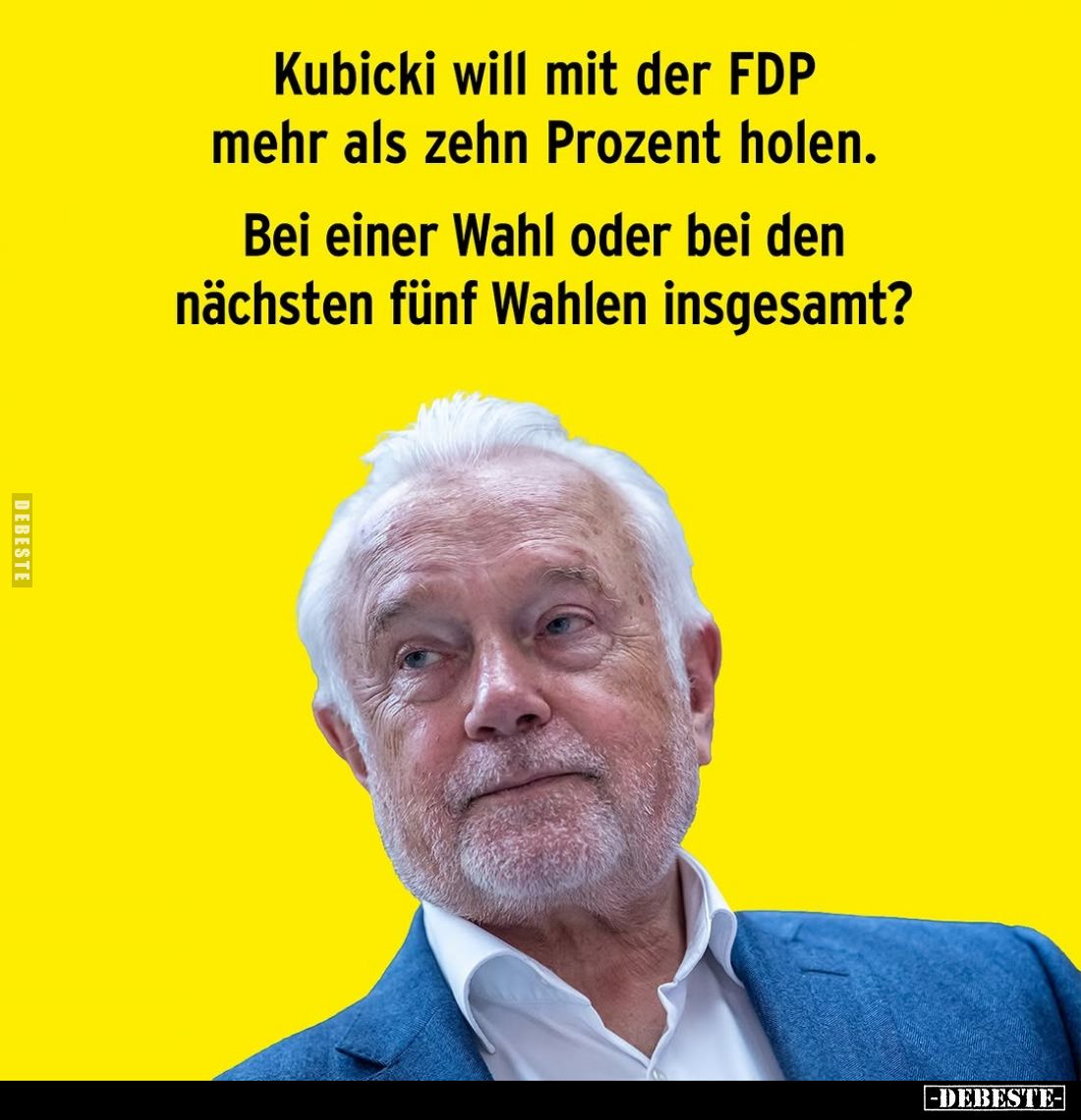 Kubicki will mit der FDP mehr als zehn Prozent holen.
Bei einer Wahl oder bei den nächsten fünf Wahlen insgesamt?
